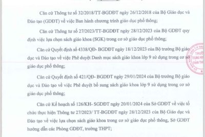 KẾ HOẠCH TỔ CHỨC LỰA CHỌN SÁCH GIÁO KHOA LỚP 9